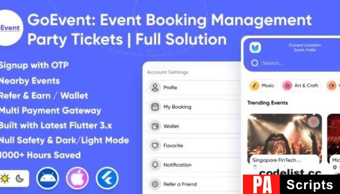GoEvent v1.3 – Event Booking Management – Event Planner – Flutter Full Solution App