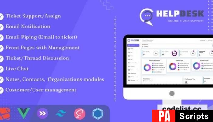 HelpDesk v3.8.4 – Online Ticketing System with Website – ticket support and management – nulled