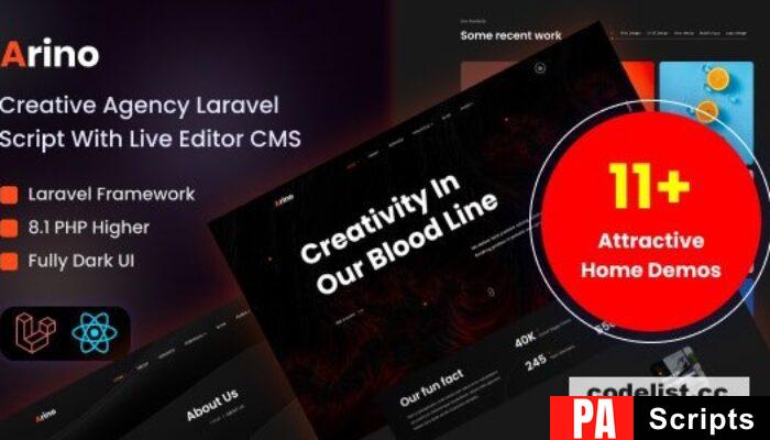 Arino v3.1 – Creative Agency Laravel Script With Live Editor CMS – nulled