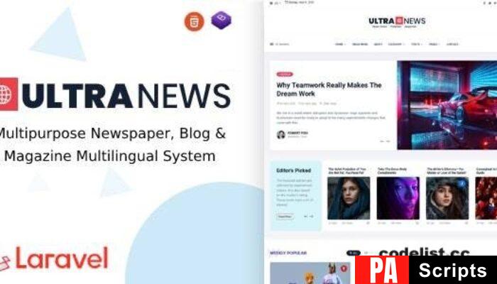 UltraNews v3.5.0 – Laravel Newspaper, Blog and Magazine Multilingual System – nulled