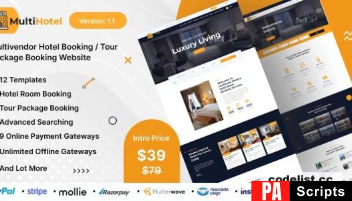 MultiHotel v1.1 – Multivendor Hotel Booking / Tour Package Booking Website – nulled